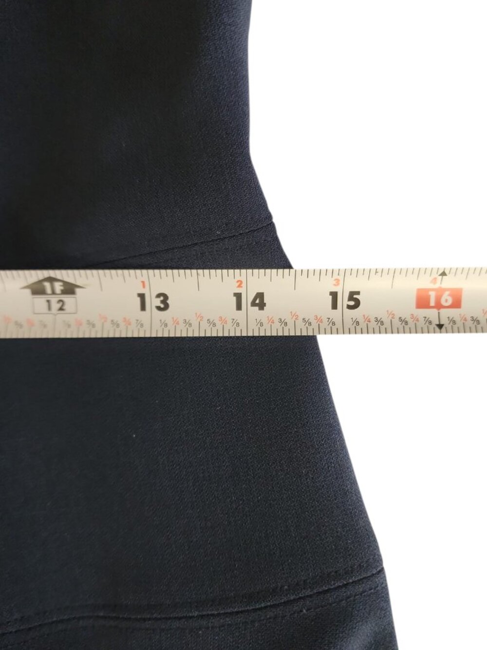 Quiet Luxury Anne Klein Navy Fit Flare Square Neck Dress 3/4 Sleeve Size 2 - Picture 15 of 16